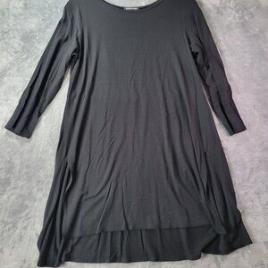 Eileen Fisher Womens M Black Long Sleeve High Low Tunic Dress Minimalist Classic
